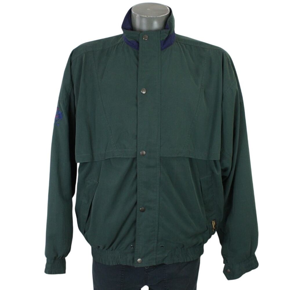 Vintage Tourney Gore-Tex Green Long Windbreaker Weather Jacket Coat Mens Large